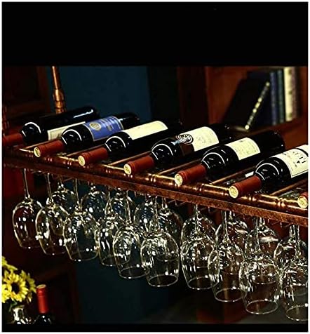 Hanging Wine Rack with Glass Holder and Shelf - 100cm30cm Bronze