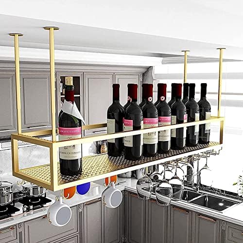 Ceiling Wine Glass Rack - Iron Holder Height Adjustable Durable Modern Design