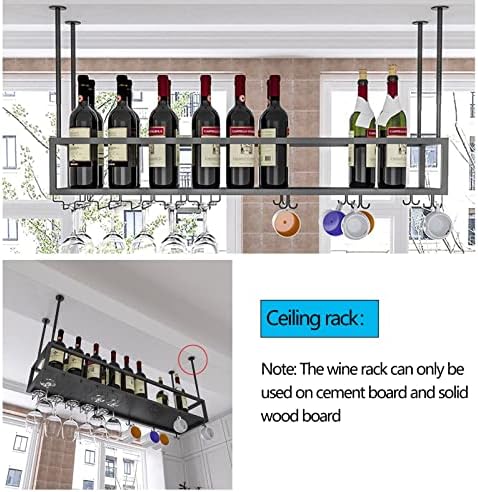 Wrought Iron Ceiling Wine Rack Holder with Adjustable Height and Width