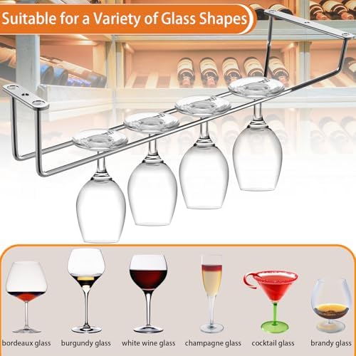 Lemecima 4Pack Stainless Steel Wine Glass Holder 14 Inch Rack