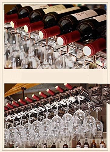 Hanging Wine Rack with Glass Holder and Shelf - 60Cm35Cm Bronze
