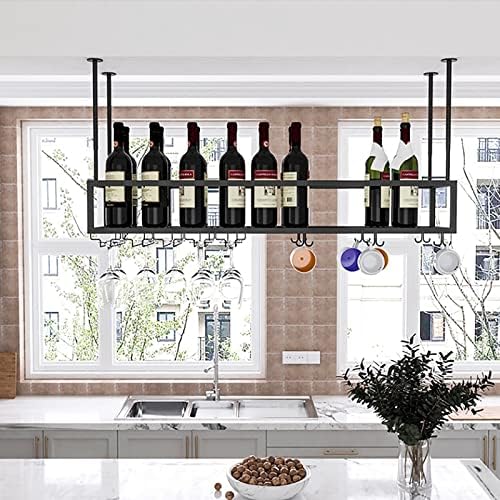 Adjustable Ceiling Wine Glass Rack Iron Frame 120cm