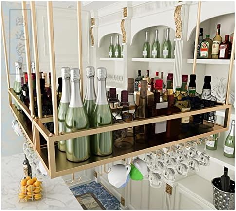 Suuim Gold Ceiling Wine Rack with Flower Holder