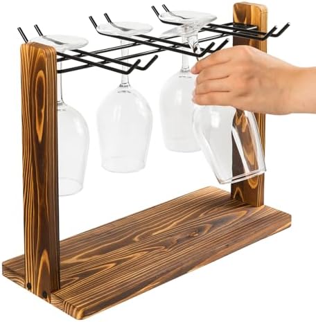 ExoLiry Rustic 6-Slot Wine Glass Rack