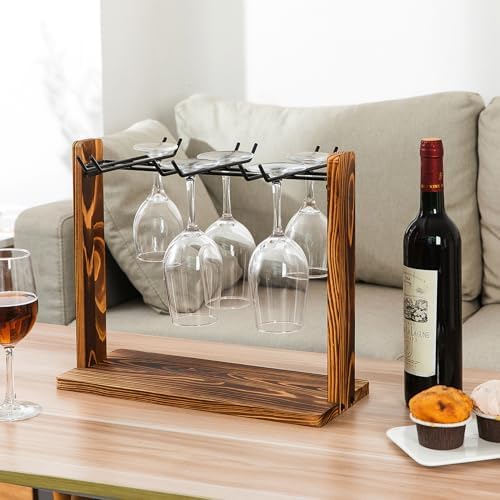 ExoLiry Rustic 6-Slot Wine Glass Rack