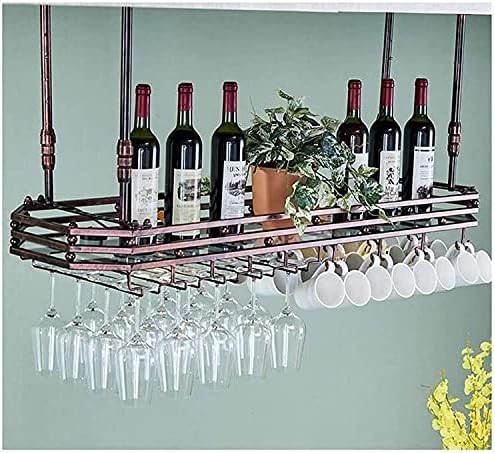 Ceiling Wine Rack with Glass Holder - 80x35cm Wall-Mounted Storage