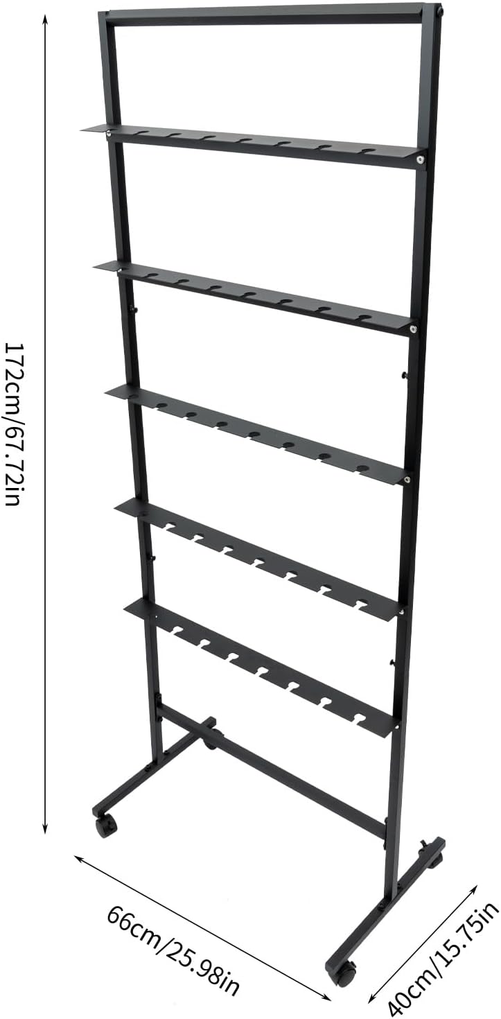 5 Tier Champagne Glass Holder with Lockable Wheels - Black