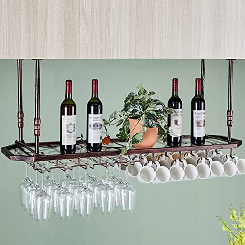 LUCEAE Ceiling Wine Rack with Glass Holder 80x30cm