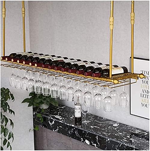Ceiling Hanging Wine Rack with Glass Holder Shelf 1