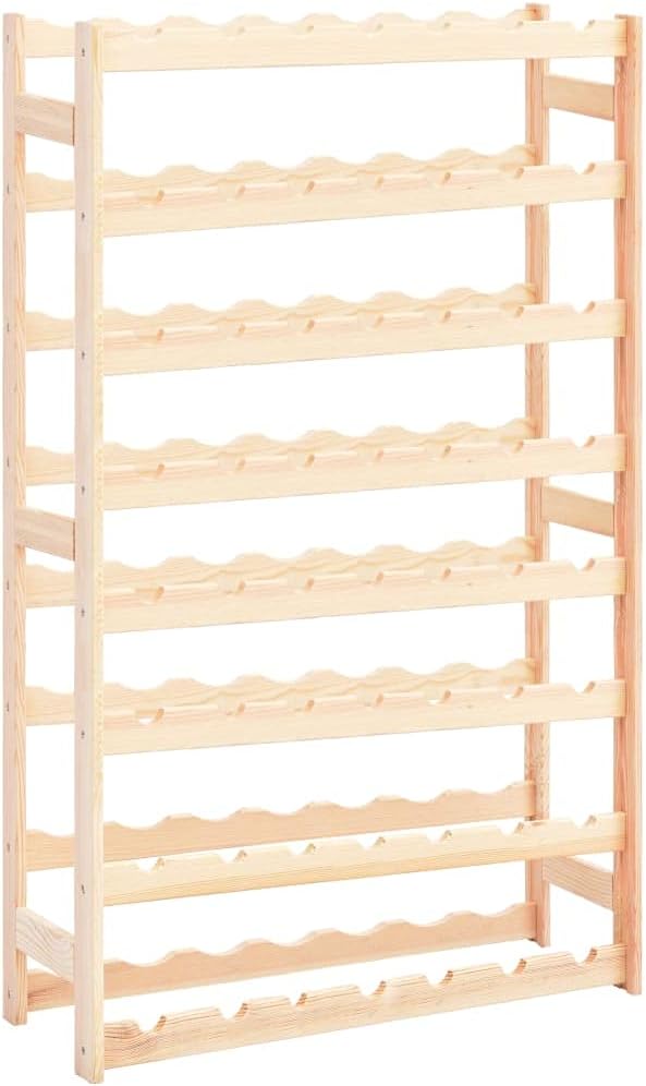 vidaXL Solid Pinewood Wine Rack 56 Bottles Beige