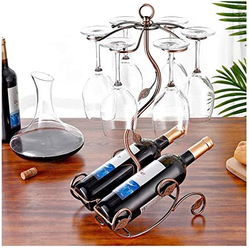 BOCbco Tabletop Wine Rack for 2 Bottles 6 Glasses