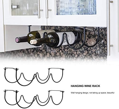 VOSAREA 2Pcs Black Wrought Iron Wine Rack Elegant Display Holder