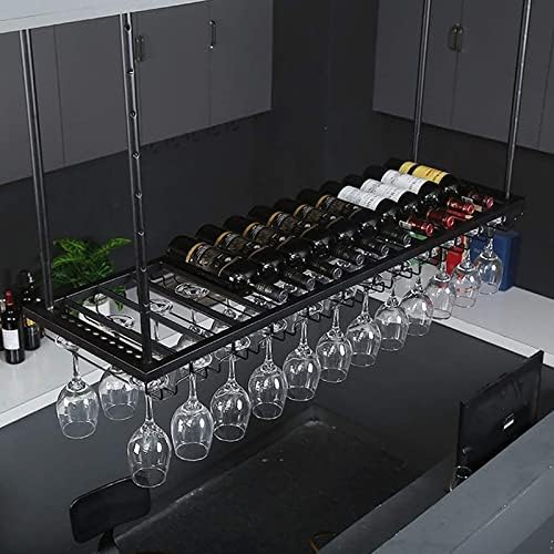 Adjustable Ceiling Hanging Wine Rack for Bars and Kitchens
