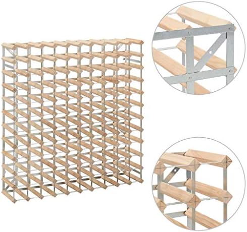vidaXL Beige Pinewood Wine Rack - 120 Bottle Storage