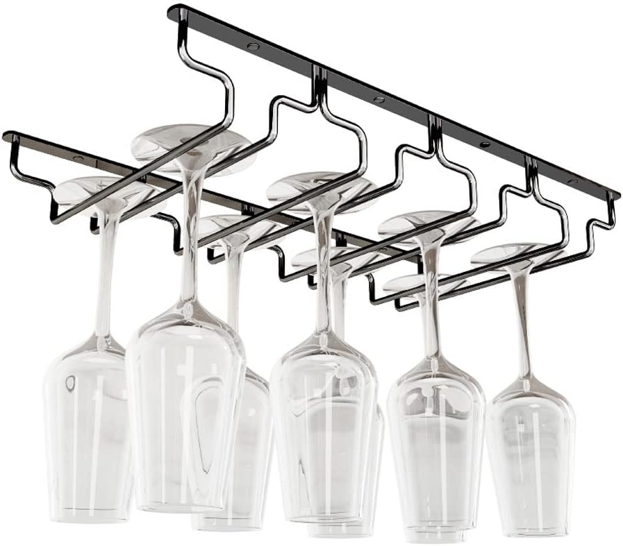 LYRWISHLTD Wine Glass Rack Under Cabinet 4 Slots