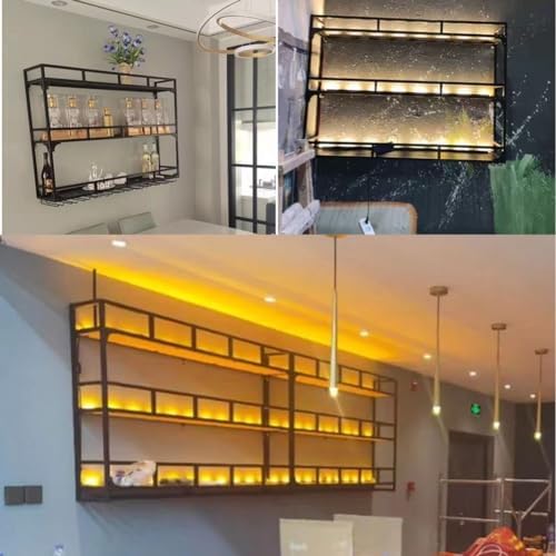 SilteD Wall Mounted Wine Rack with LED Industrial Style