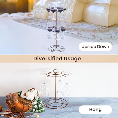 Dyncan 2-Tier Wine Glass Holder with Organizer Hanger