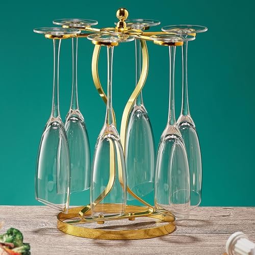 Elegant Gold Wine Glass Holder with 6 Hooks