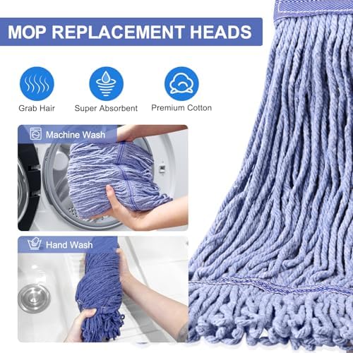 BAYAGIN 6 Pack Heavy Duty Blue Mop Head Replacement for Rubbermaid
