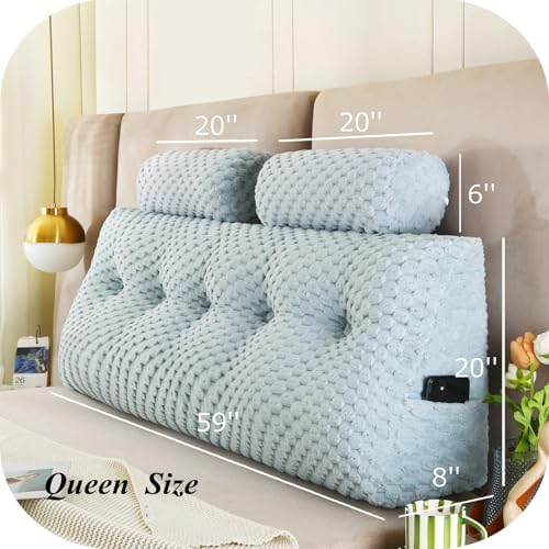 Gpround Wedge Headboard Pillow Set with 2 Roll Pillows