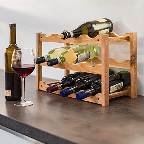 Relaxdays Small 3-Level Wine Rack for 12 Bottles
