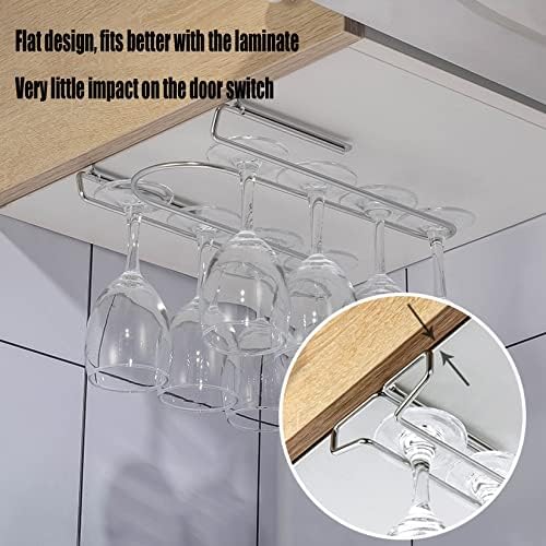 WORDFUN Wine Glass Rack Under Cabinet Metal Stainless Steel Holder