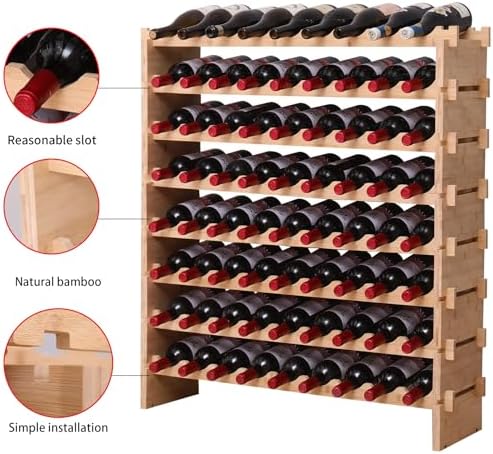 FDHUIJIA 72-Bottle Bamboo Wine Rack Cabinet 1
