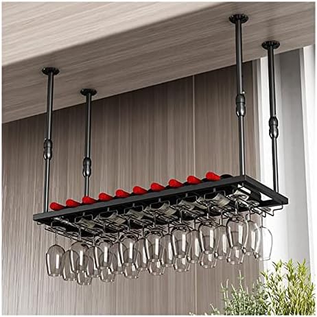 Adjustable Wall-Mounted Wine Glass Rack 2 in 1 Industrial Style Holder