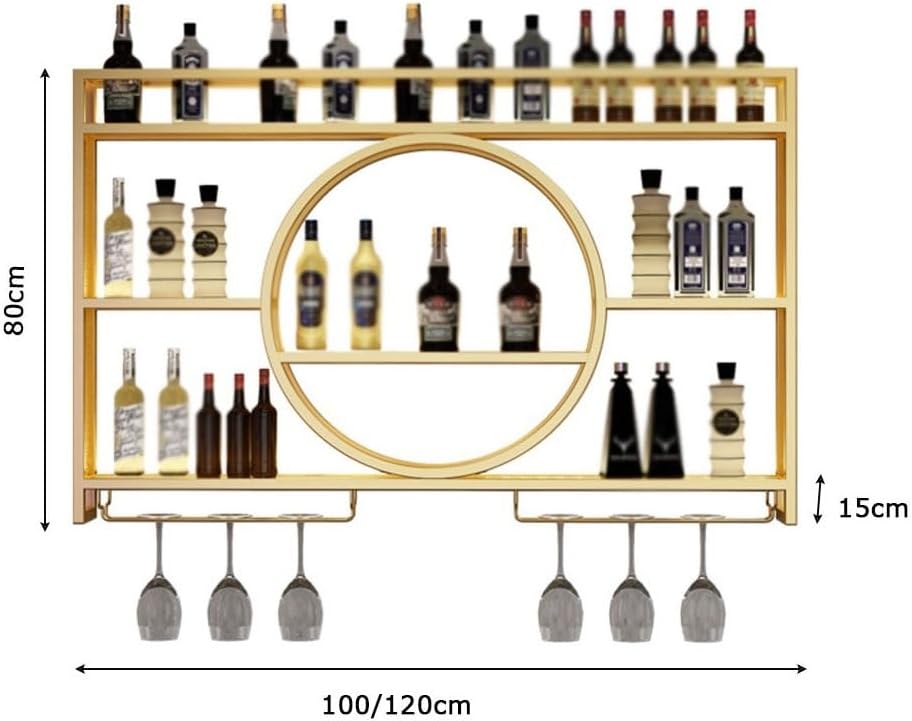 SilteD Wall-Mounted Wine Rack - 120x15x80Cm Black Metal