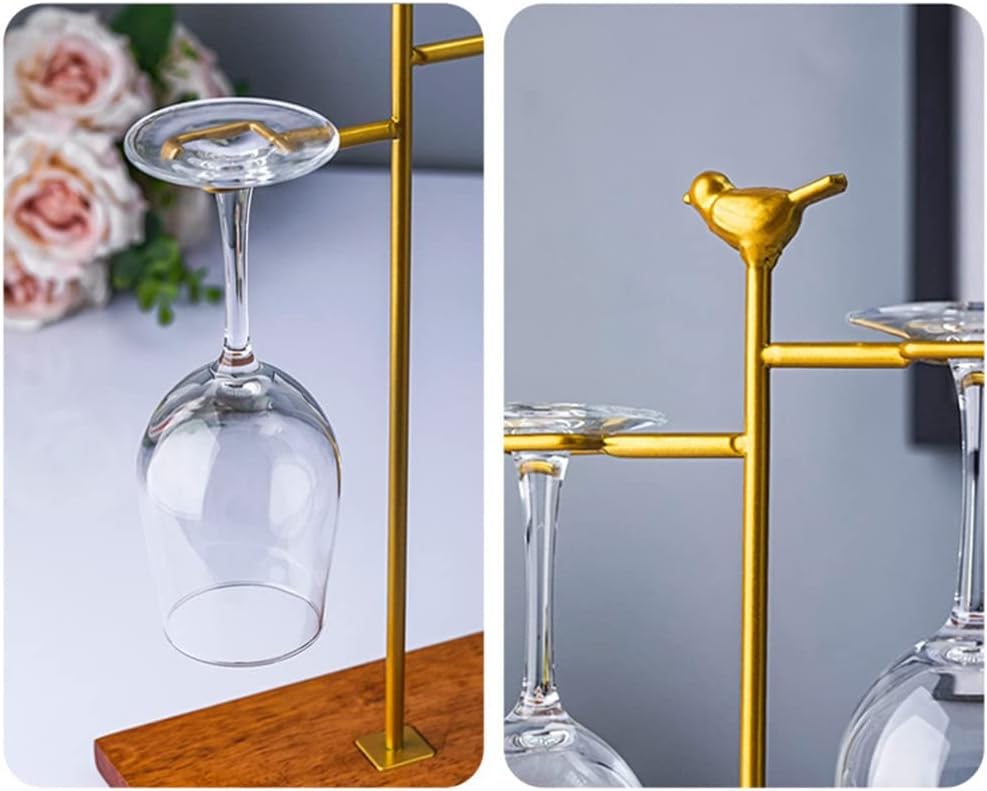 NWB Upside Down Wine Glass Rack - Gold Finish Holds 2 Glasses