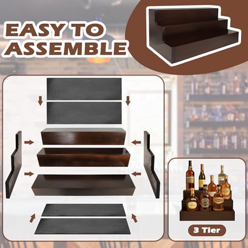 Royxen 3 Tier Wood Liquor Shelf - Brown 16 Inch Wide