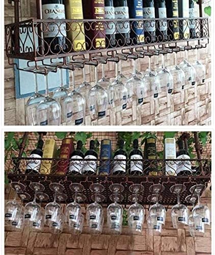 Adjustable Iron Wall-Mounted Wine Rack with Glass Holder