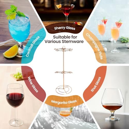 Dyncan 2-Tier Wine Glass Holder with Organizer Hanger