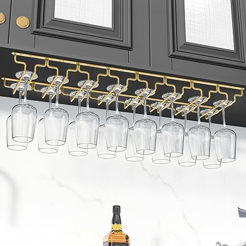 SAGIDAR Wine Glass Holder Under Cabinet Gold