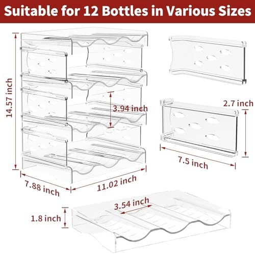 EZ COZY Stackable Wine Rack - 4 Tier for 12 Bottles