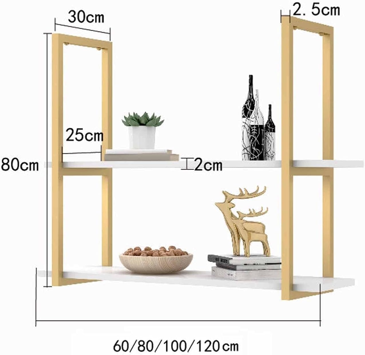 Durable Iron Wall Mounted Wine Rack with Floating Shelves