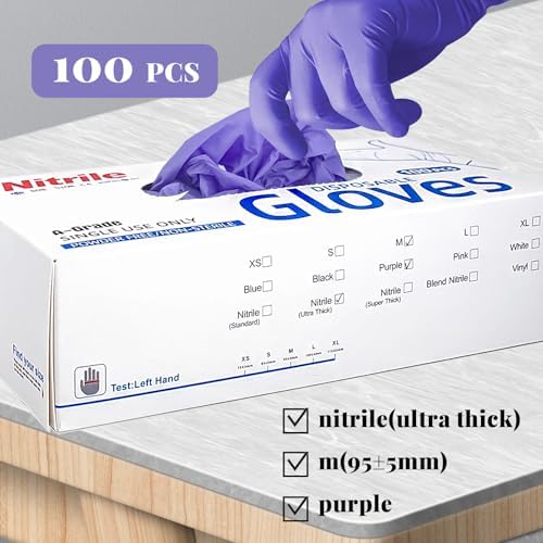 Myetasser Nitrile Gloves 100-Pack Latex-Free