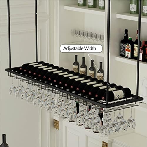 Ceiling Wine Rack Black Adjustable Floating Shelves for Kitchen and Bar