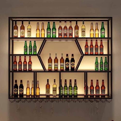 MaGiLL Wall Mounted LED Wine Rack with 4 Tiers