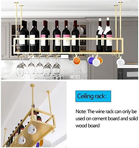 Suuim Gold Wine Glass Rack Ceiling Holder for Kitchen and Bar
