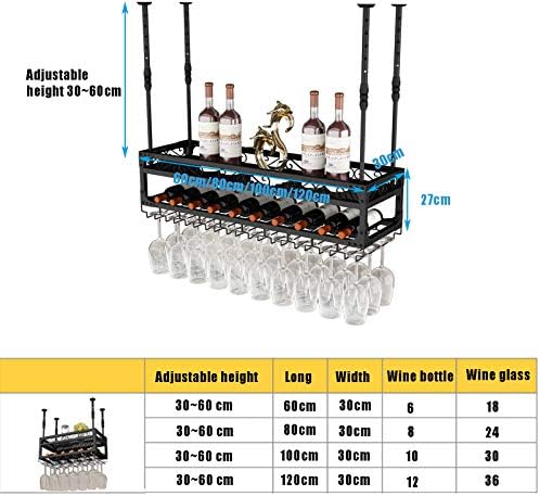 Adjustable 2-Layer Wall-Mounted Wine Rack with Glass Holder
