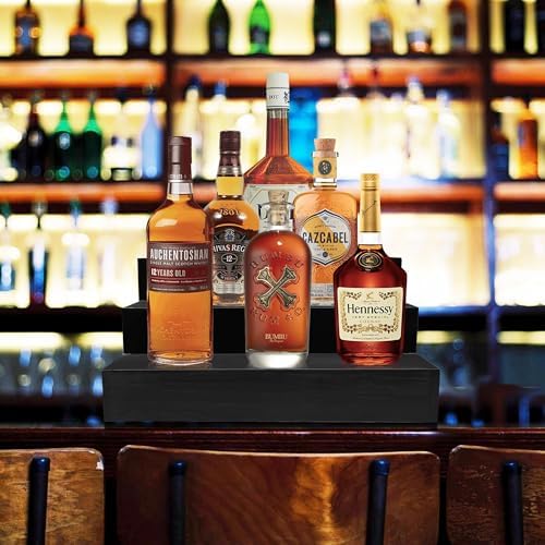 Royxen 3 Tier Wood Liquor Bottle Shelf 16 Black