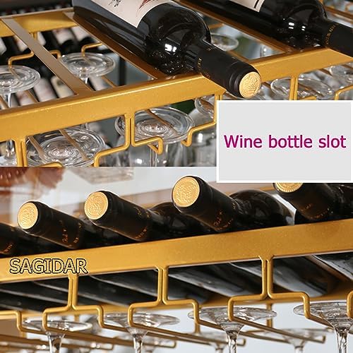 SAGIDAR Ceiling Wine Rack Adjustable 3-Tier Metal Holder