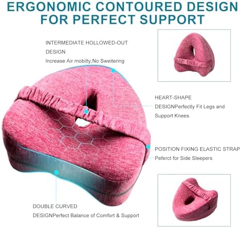 RQUXMT Ergonomic Leg Knee Pillow for Sciatica Relief Pink
