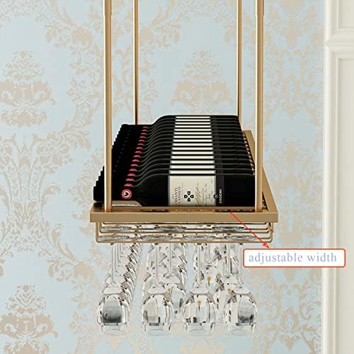 DASHADAO Gold Hanging Wine Glass Rack with Bottle Holder
