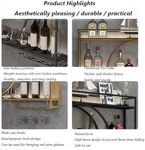 SilteD Floating Metal Wine Rack Wall Mount 100x15x80Cm