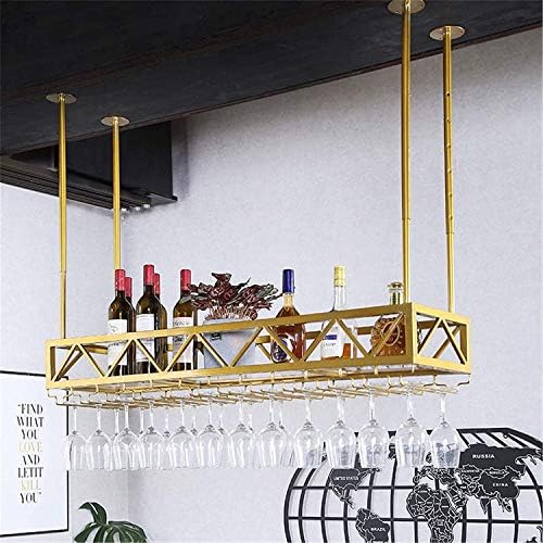 Adjustable Wrought Iron Wall-Mounted Wine Rack with Glass Holder