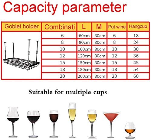 Ceiling Hanging Wine Rack with Glass Holder Shelf 2-in-1