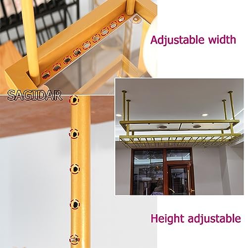 SAGIDAR Ceiling Wine Rack Adjustable 3-Tier Metal Holder