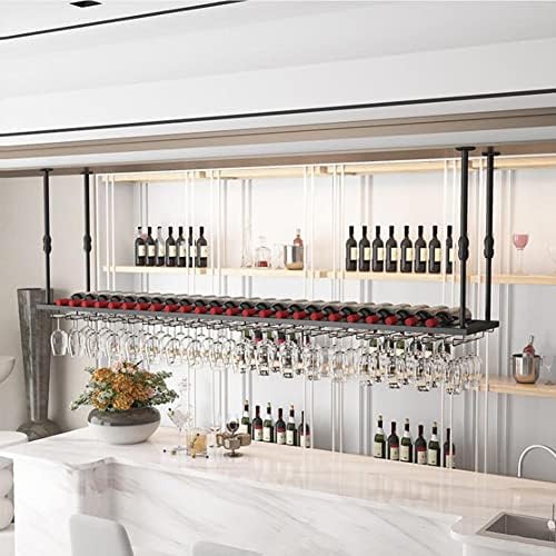 Adjustable Wall-Mounted Wine Glass Rack 2 in 1 Industrial Style Holder
